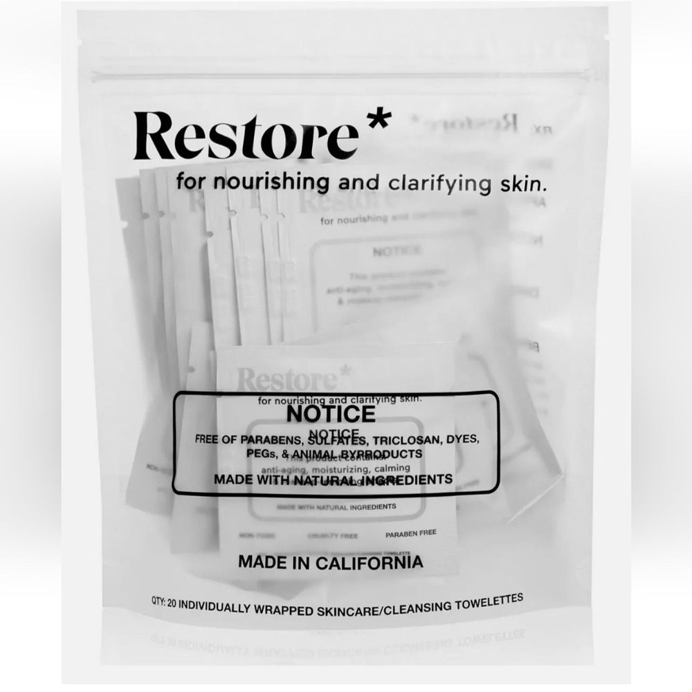 Makeup Drop Restore Face/Makeup removing Wipes, 20 count - NEW